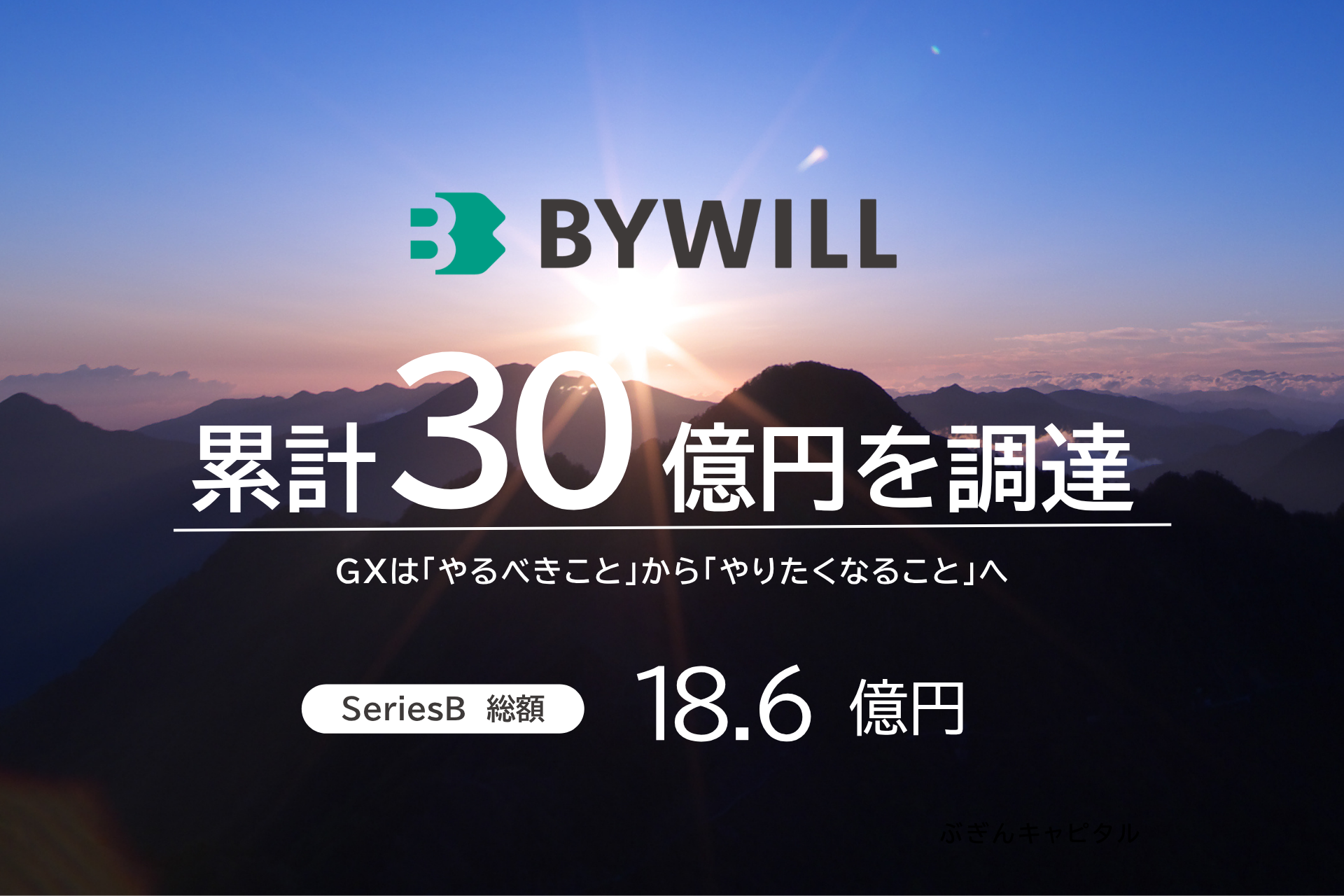 【プレスリリース】バイウィル、脱炭素の新市場を切り拓くため、累計30億円を調達