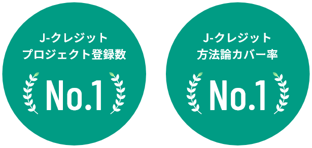 J-クレジット プロジェクト登録数 No.1 J-クレジット 方法論カバー率 No.1